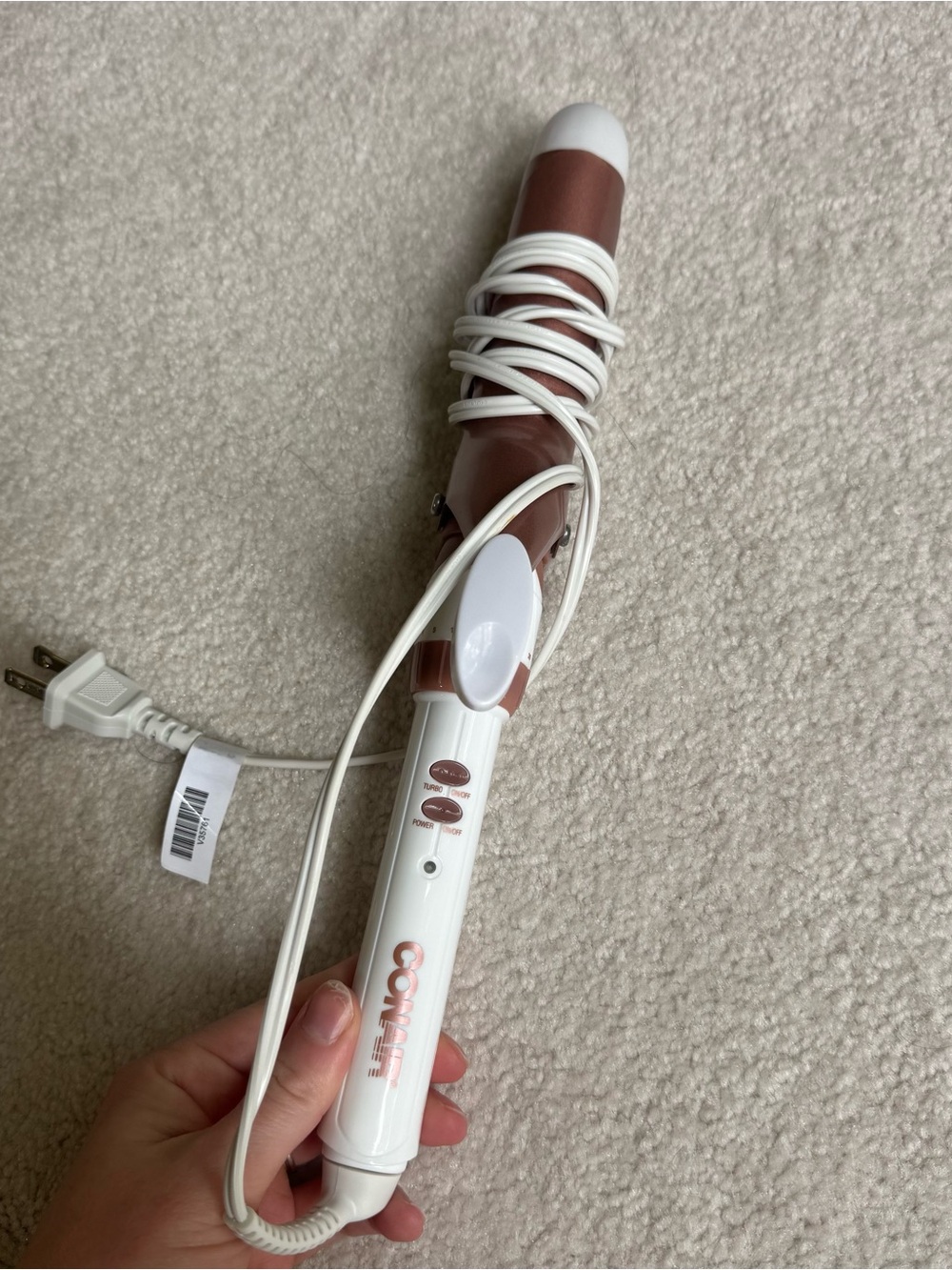 Rose Gold and White Curling Iron with Clamp